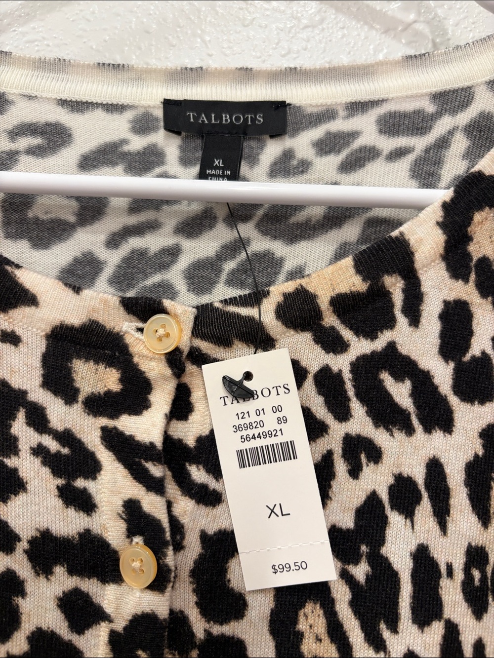 Talbots Leopard-Print Button-Front Sweater - Picture 2 of 6